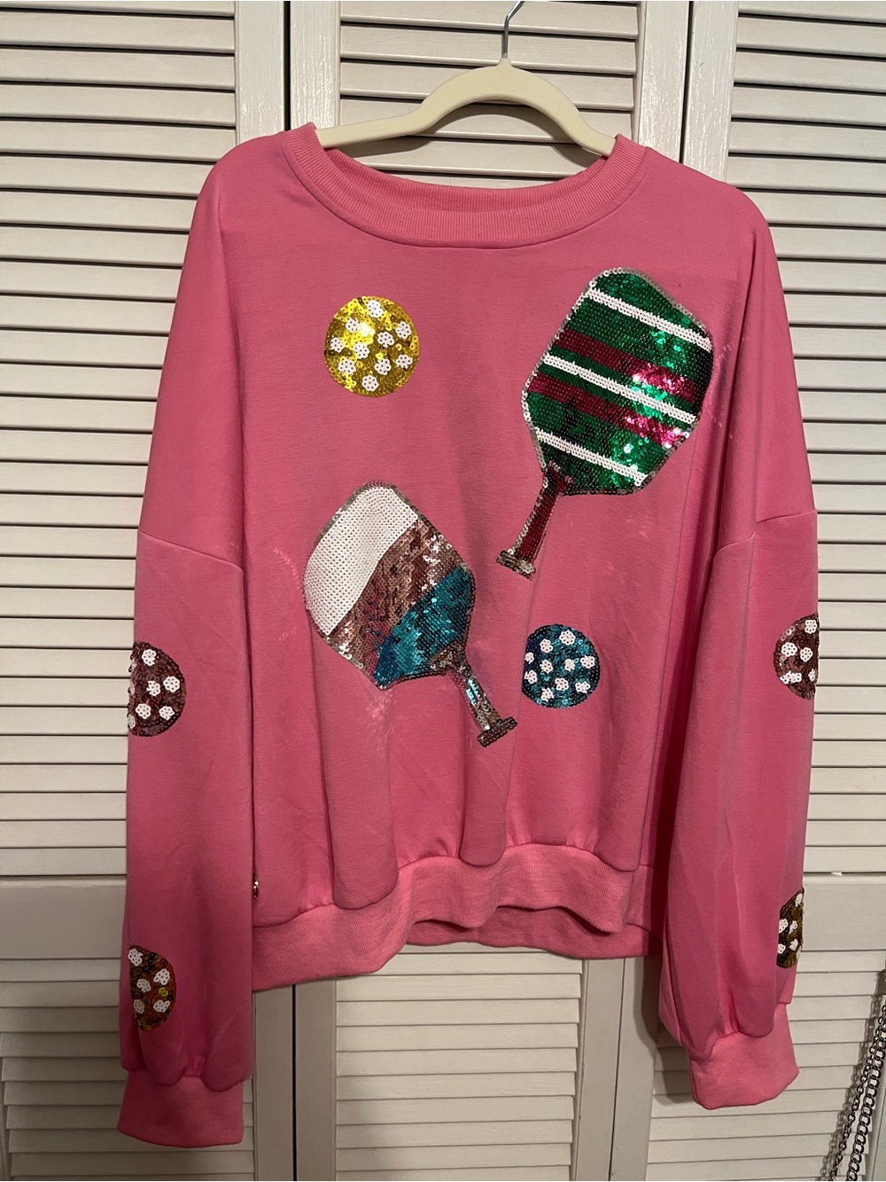 Simply Southern Pink Sequin Pickleball Graphic Sweatshirt